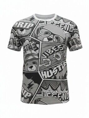Vibes Graphic Comic-Style Legendary Hustle Streetwear Men's T-Shirt Size XL